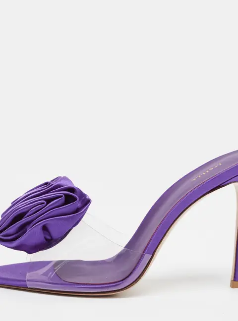Le Silla Size 40 Transparent/Purple PVC And Satin Kamala Slide Sandals