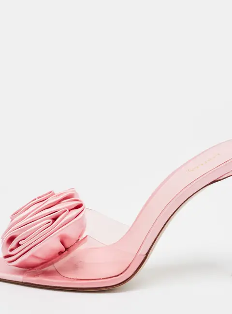 Le Silla Size 40 Pink PVC and Satin Slide Sandals