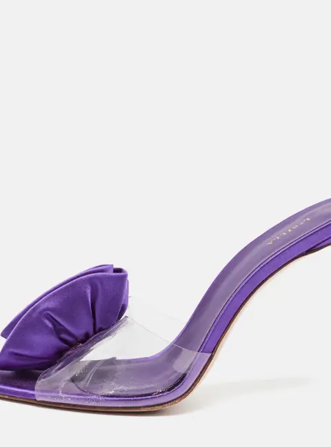 Le Silla Size 40 Transparent/Purple PVC And Satin Kamala Slide Sandals