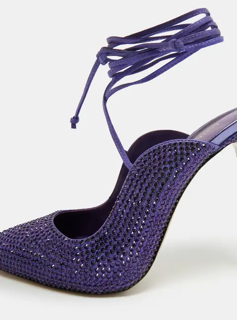 Le Silla Ivy Size 40 Purple Satin Ankle Wrap Pumps