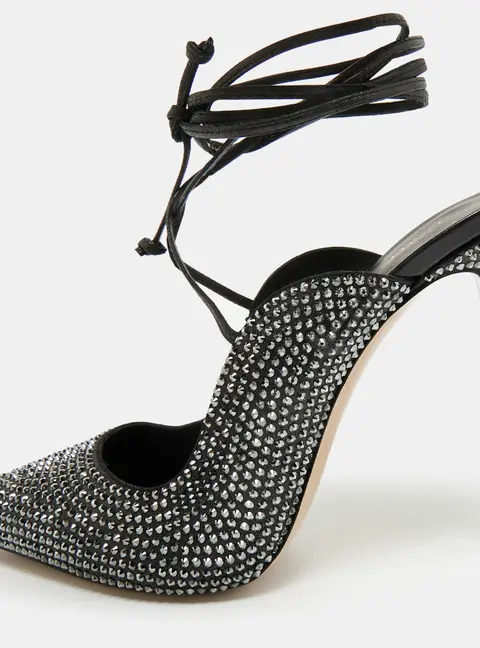 Le Silla Ivy Size 40 Black Leather and Suede Ankle Wrap Pumps