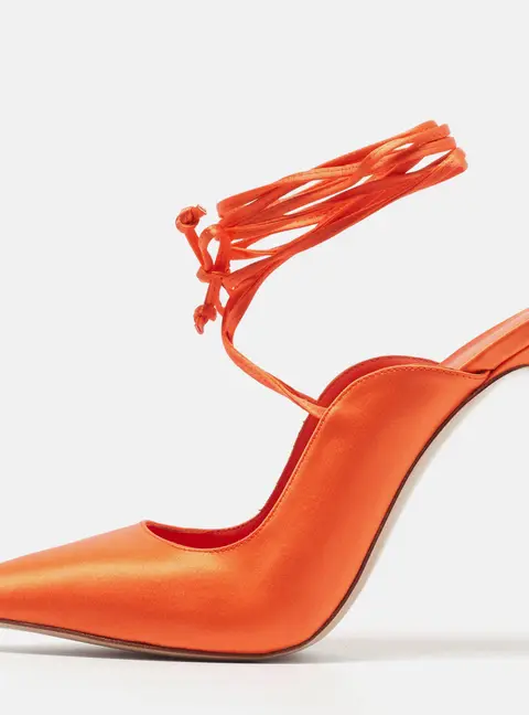 Le Silla Ivy 130mm Size 40 Orange Satin Pumps