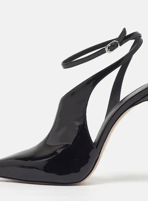 Le Silla Futura Size 40 Black Patent Leather Ankle Wrap Pumps