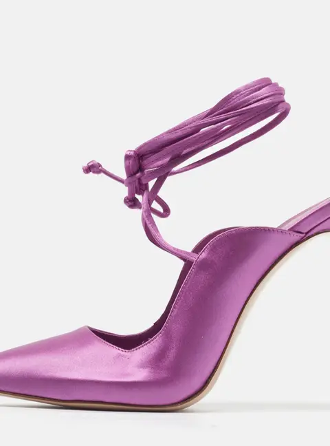 Le Silla Ivy Size 40 Purple Satin Ankle Wrap Pumps