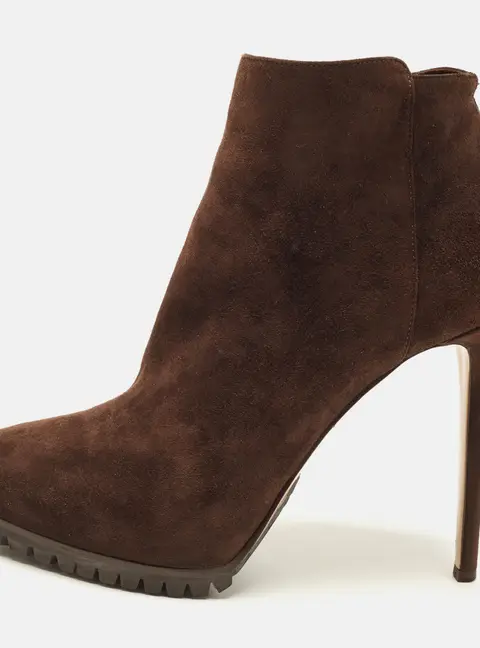 Le Silla Size 38 Brown Suede Ankle Length Boots