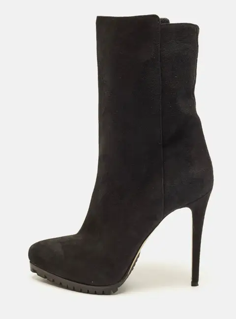 Le Silla Size 38 Black Suede Ankle Length Boots