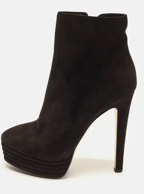 Le Silla Size 39 Black Suede Platform Ankle Length Boots