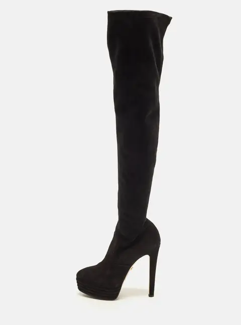 Le Silla Size 39 Black Suede Knee Length Boots