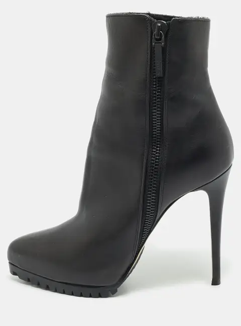 Le Silla Size 38 Black Leather Ankle Length Boots