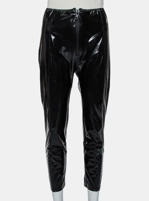 Lisa Marie Fernandez Black Faux leather Zip Front Hannah Cropped Leggings M