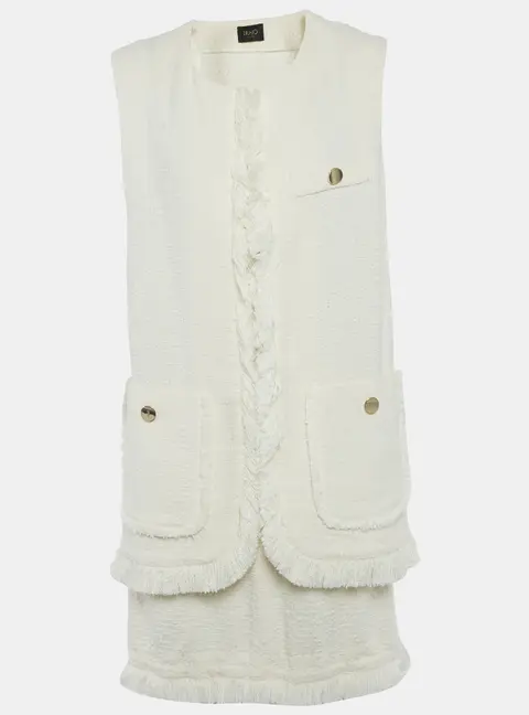 Liu Jo Off-White Boucle Sleeveless Jacket and Skirt Set M