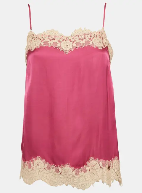Liu Jo Pink Satin Lace Trim Cami Top S