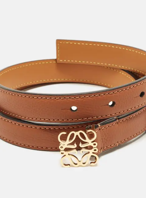 Loewe Anagram 80 CM Slim Buckle Belt Brown Leather