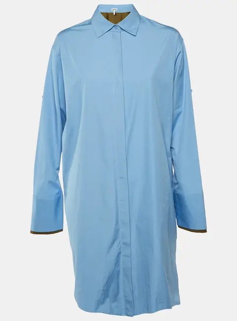 Loewe Blue Cotton High-Low Shirt Dress S