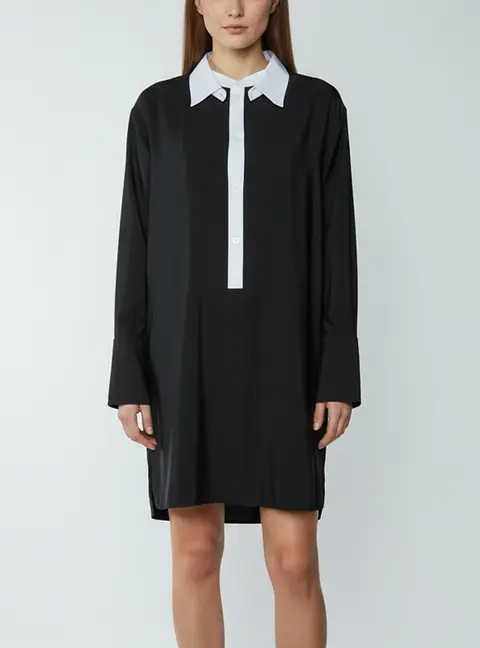 Loewe Bicolor Anagram Embroidered Mini Shirt Dress M