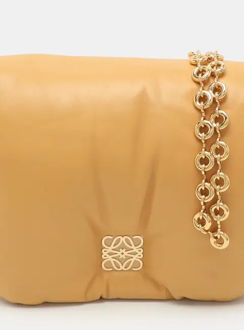 Loewe Goya Puffer Camel Leather Shoulder Bag