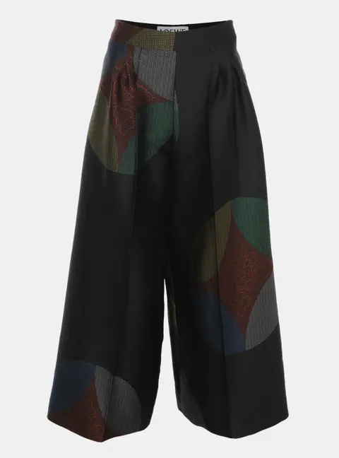 Loewe Multicolor Color Block Fabric Wide Leg Trouser M