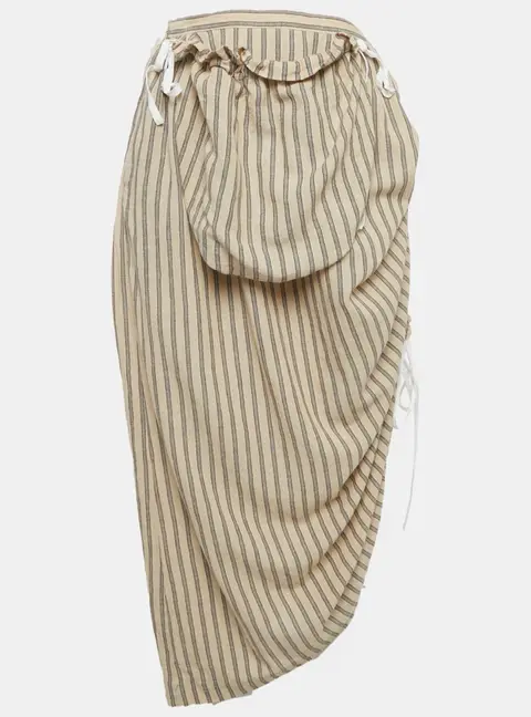 Loewe Beige Striped Ruched Detail Skirt M