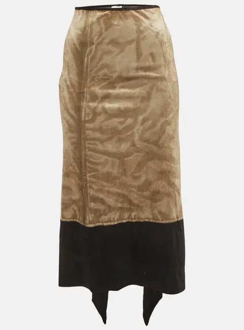 Loewe Black/Golden Velvet Trompe L'oeil Skirt S