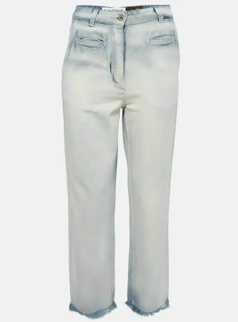 Loewe x Paula's Ibiza Blue Faded Denim Raw Edge Jeans S Waist 26"