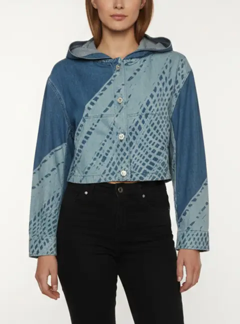 Loewe x Paula's Ibiza Blue Tie Dye Denim Cropped Jacket XS