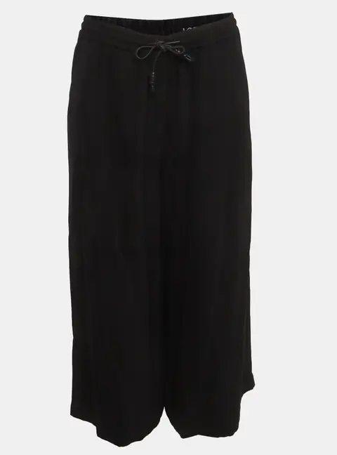Loewe Black Stretch Crepe Drawstring Wide Leg Pants L