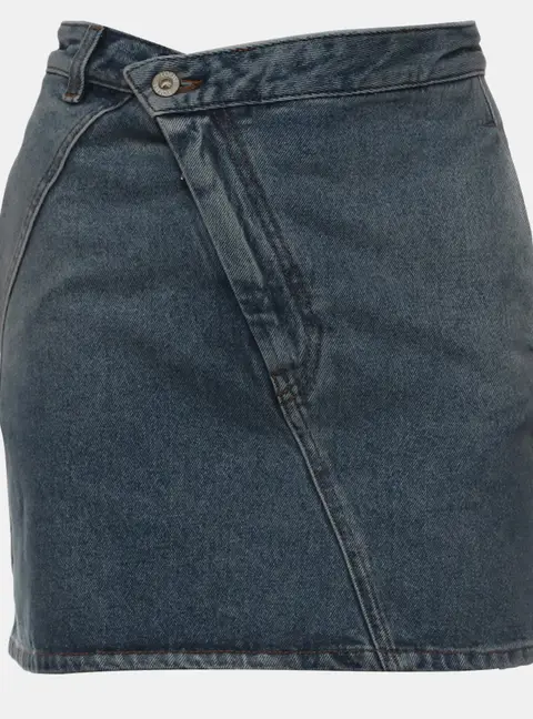 Loewe Anagram Asymmetric Denim Skirt