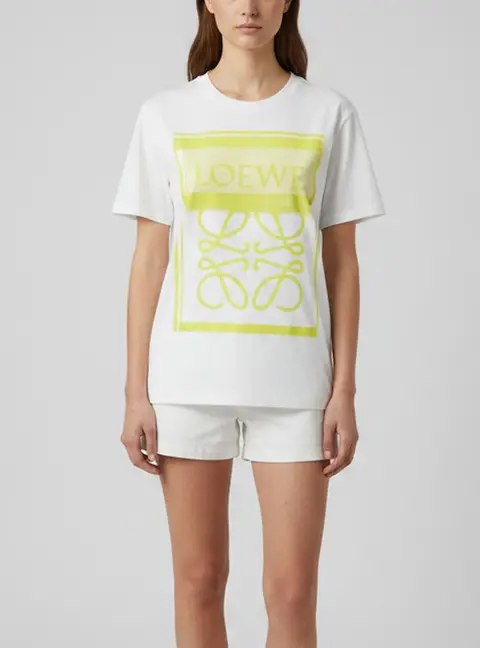 Loewe White/Yellow Anagram Print Jersey Crew Neck T-Shirt XL