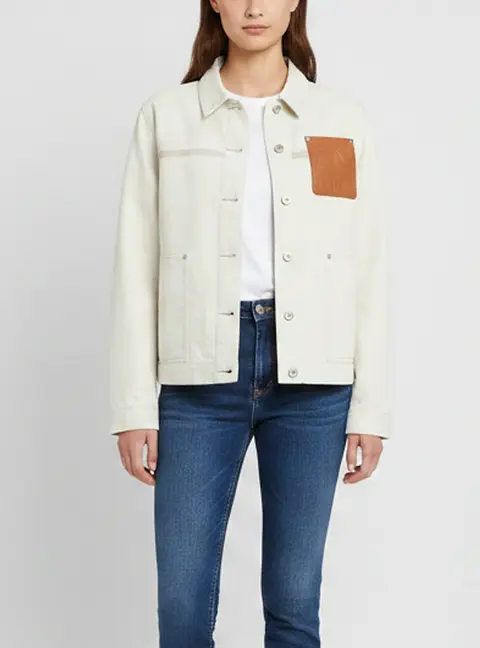 Loewe Light Beige Denim Anagram Patch Workwear Jacket M