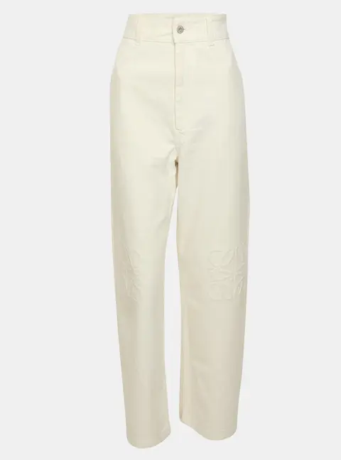 Loewe White Denim Anagram Wide Leg Pants S