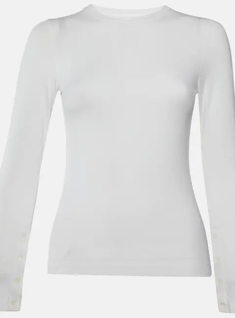 Loewe White Anagram Embroidered Jersey Long Sleeve T-Shirt XS