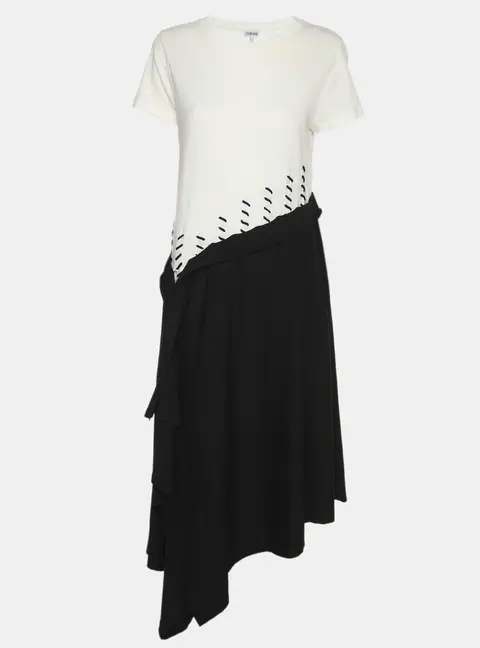 Loewe Black/White Jersey Asymmetrical Dress S