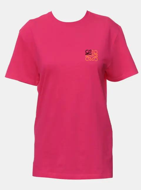 Loewe Fuchsia Cotton, Polyester Logo Embroidered Top XS
