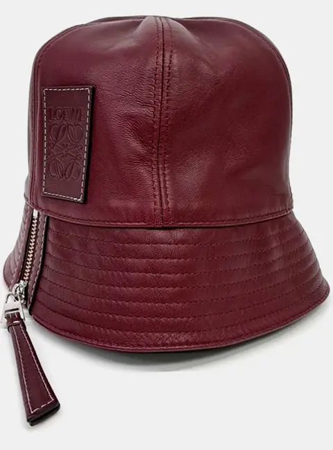 Loewe leather Burgundy bucket hat