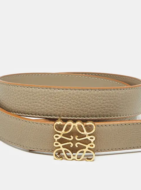 Loewe Anagram 80 CM Reversible Buckle Belt Beige Leather