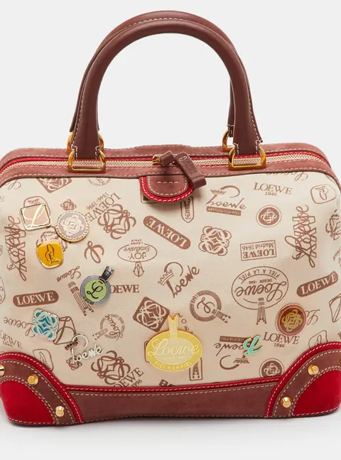 Loewe 160th Anniversary Beige/Brown Canvas and Suede Bowling Bag
