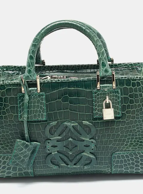 Loewe Green Crocodile Amazona Satchel