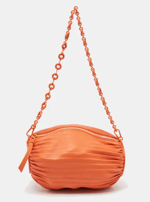 Loewe Orange Leather Pleated Braclet Pouch Bag