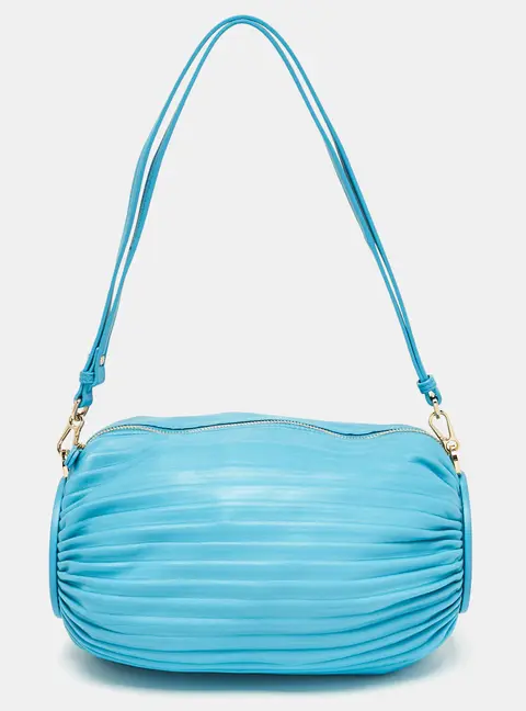 Loewe Light Blue Pleated Leather Bracelet Pouch Bag