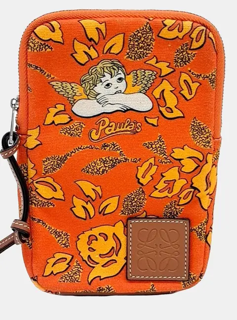 Loewe Paula's Ibiza Mini Orange Canvas Pouch Bag