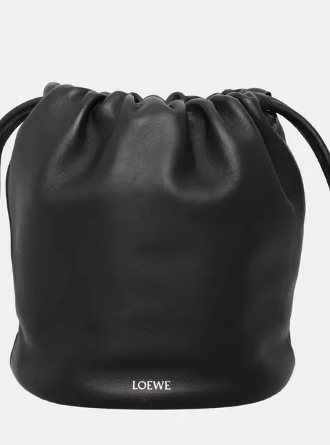 Loewe Flamenco Small Black Lambskin Leather Bucket Bag