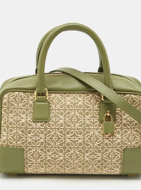 Loewe Military Green Jacquard Canvas and Leather Amazona 23 Bag
