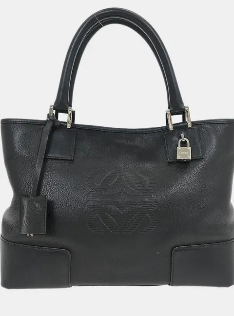 Loewe Fusta 30 Black Calfskin Leather Tote Bag