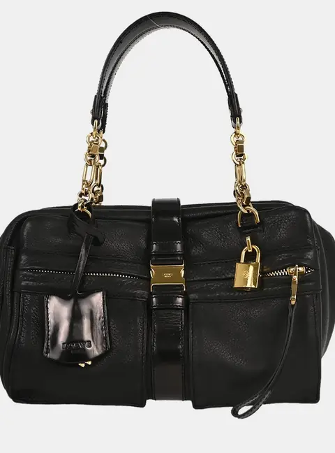 Loewe Laura 26 Black Leather Top Handle Bag