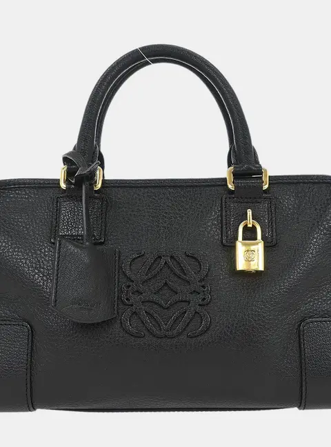 Loewe Amazona 28 Black Grained Calfskin Leather Top Handle Bag