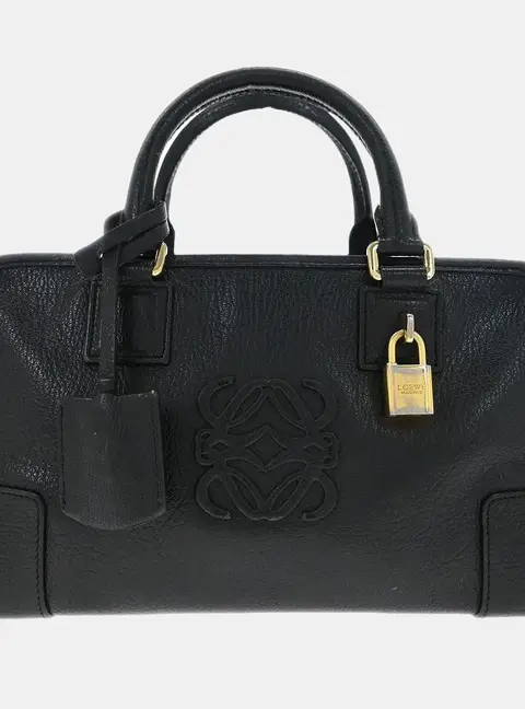 Loewe Amazona 28 Black Grained Leather Top Handle Bag