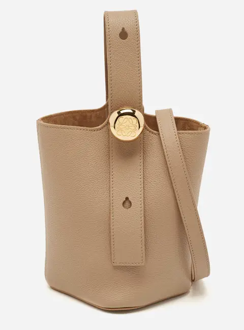 Loewe Pebble Mini Beige Leather Bucket Bag