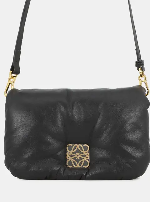 Loewe Goya Puffer Mini Black Shiny Napa Lambskin Leather Shoulder Bag
