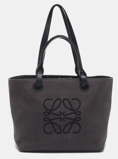 Loewe Anagram Black Canvas and Leather Tote