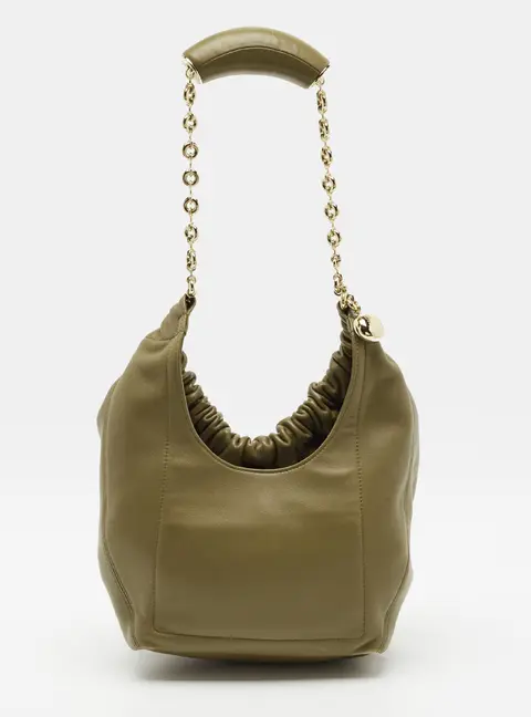 Loewe Squeeze Small Olive Green Leather Shoulder Bag